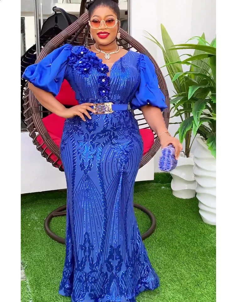 Large African Womens Party Dress Dashiki Ankara sequins Wedding Evening Dress Sexy Body Long Dress African Clothing 241021 ww12