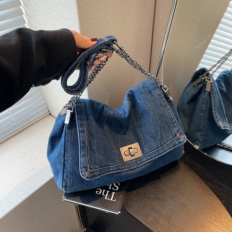 Shoulder hot Chain Bag Fashion Crossbody Bag, Premium Large Capacity Everyday Denim Bags For Women