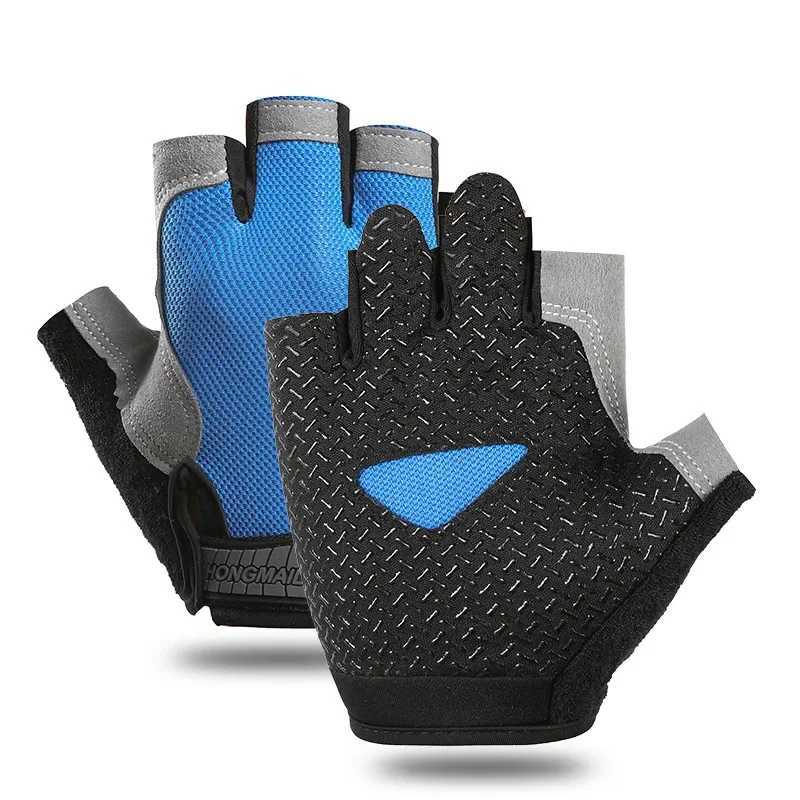 Shock absorption and anti slip bicycle half finger gloves for mens outdoor sports fishing mountain yoga fitness glovesW241018