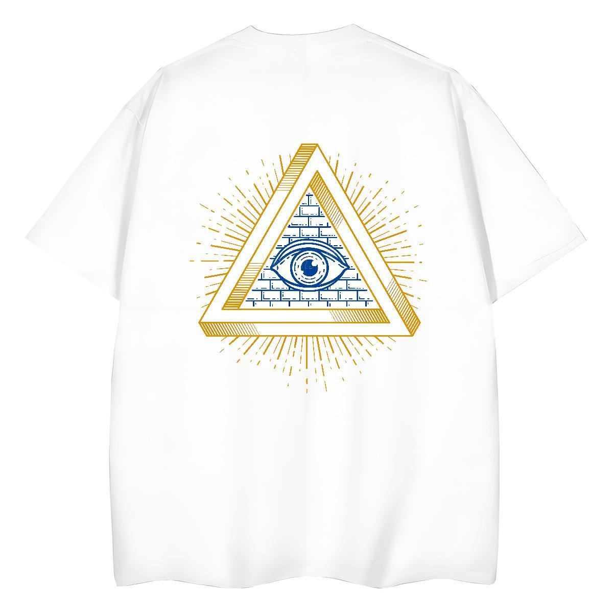 2024 DIY T Shirts Women 100% Cotton 230g O-Neck Short Sleeve Street eye of the devil Women Tees Brand Cartoon Print Clothes Shirt