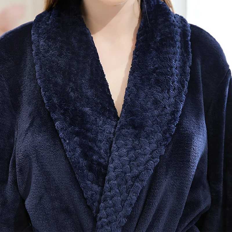 Lovers Extra Long Warm Flannel Bathrobe Plus Size Men Women Winter Coral Fleece Bath Robe Cozy Dressing Gown Spa Bride SleepwearXJ241018