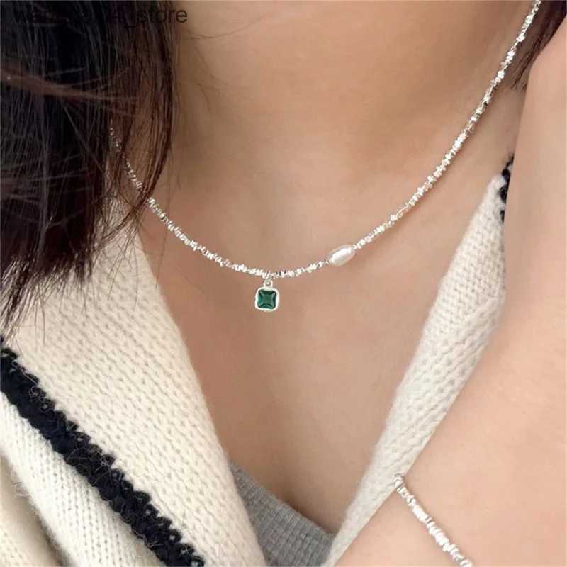 Chokers Popular 925 sterling silver green pendant pearl necklace suitable for womens necklaces exquisite jewelry accessories gifts L240910
