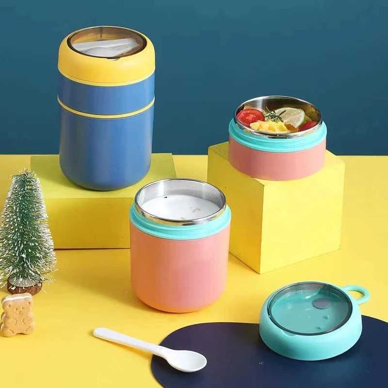 Bento Boxes 530ml/710ml Food Thermal Jar Insulated Soup Cup Thermos Containers Stainless Steel Lunch Box Thermo Keep Hot for School Children S2410185