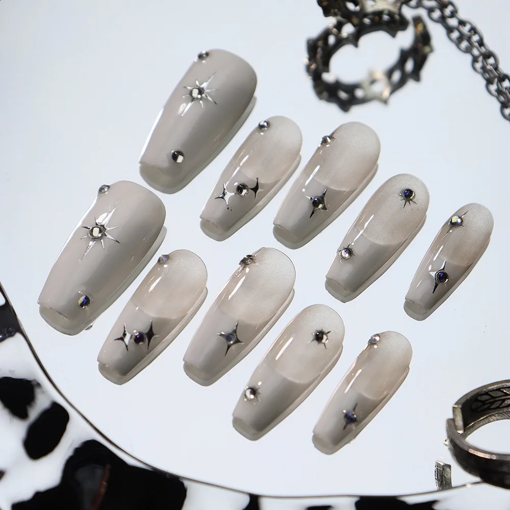 3D Colorful Aurora Pearl Butterfly Handmade Press On Nails Cute Fashion Wearable Shiny French Almond false Nails 241017