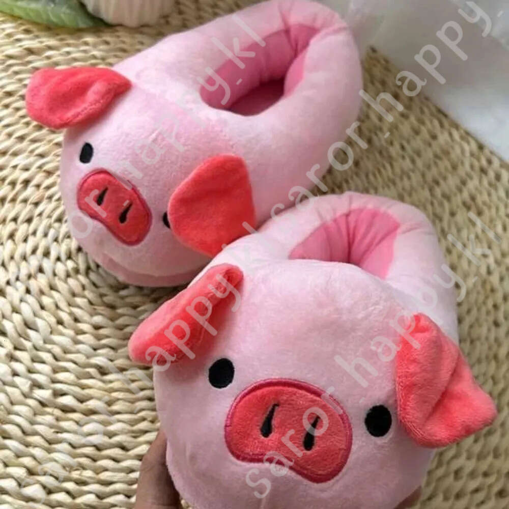 Cute Pig Winter New Women Slipper Heel Cover Warm Slippers Soft Fur Warm Indoor Comfortable Home Fluffy Home Slippers Shoes 862