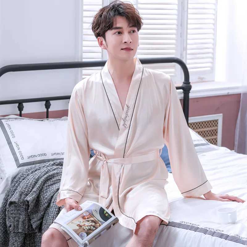 Solid Colour Kimono Bathrobe Gown Mini Sexy Nighty Lovers 2PCS Twinset Bobe Set Waistband Satin Sleepwear Home Dressing ClothingXJ241018