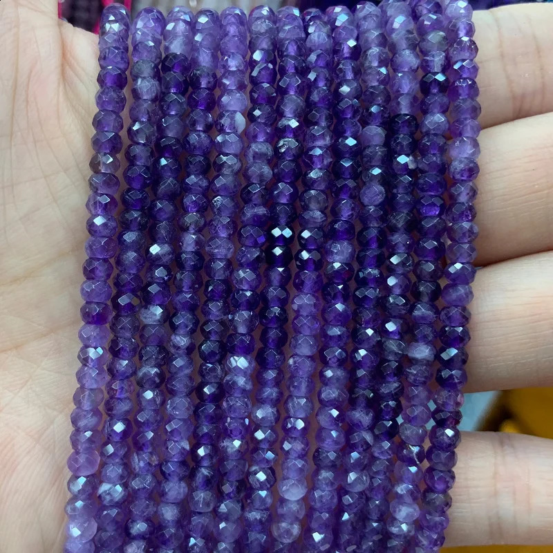 3x4mm natural aquamarine protein stone amethyst beads 15 inch facial Rondelle DIY beads for jewelry making bead necklaces and gifts 241017