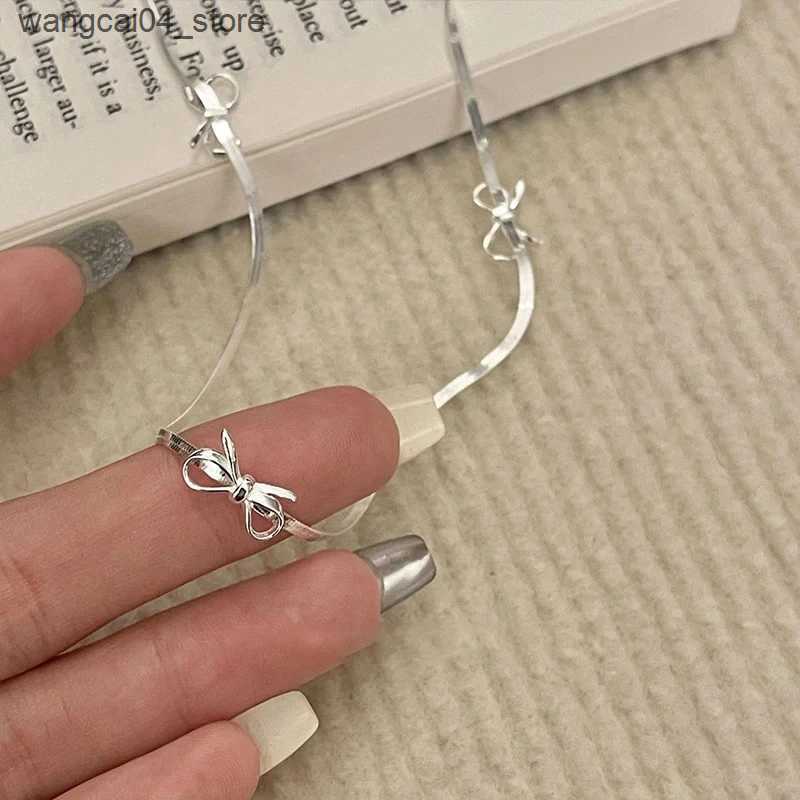 Chokers 925 sterling silver bow necklace chain snake bone necklace birthday party gift L240910