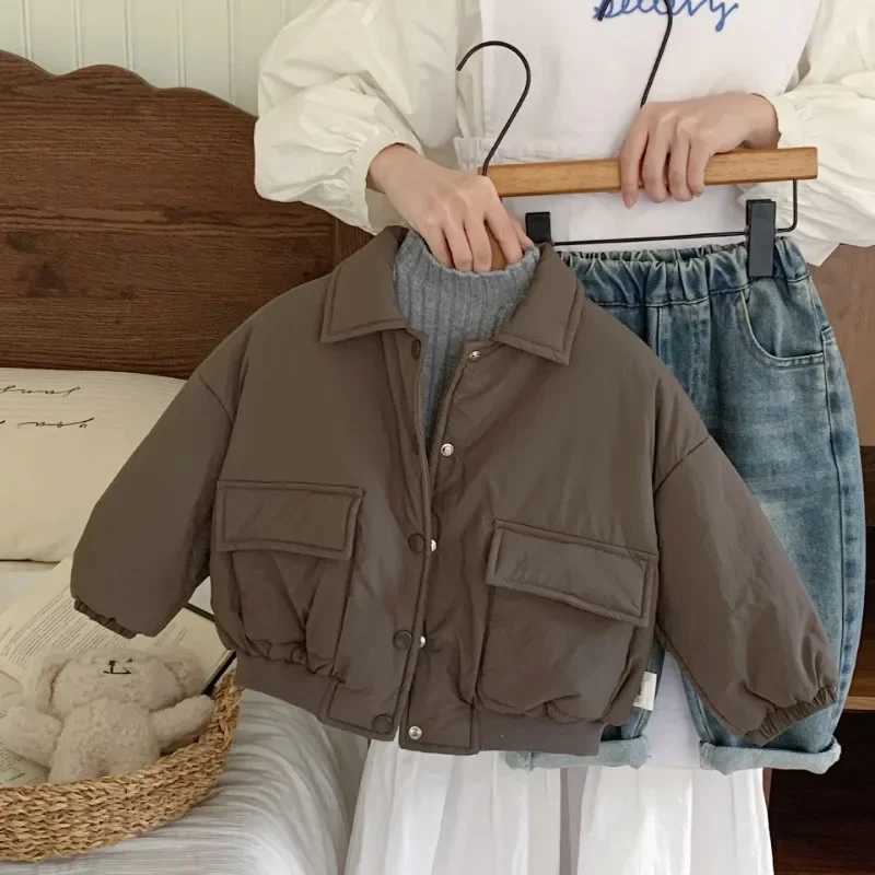 Childrens Coat Winter New Large Pocket Collar Cotton Lined Jacket Suitable for Boys and Girls M241018