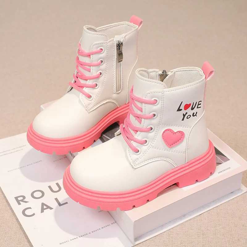 Boots Girls Ankle Boots Non-slip Kids Fashion Performance Boots Heart Children Princess Catwalk Boots Anti-Slippery Size 26-37 H241018