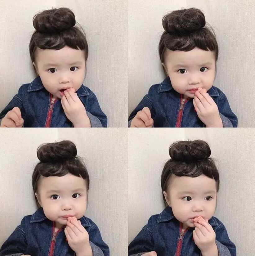 Hair accessories Fashion Cute Buns Baby Girl Wig Hat Cap Hairpiece Cosplay Newborn Children Headbands Headwear for Kids Girls LX241018