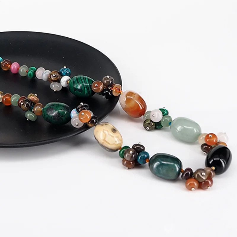 Chakra Energy Natural Stone Necklace Crystal Handmade Bead Pendant Womens Sweater Pendant Necklace Jewelry 241018