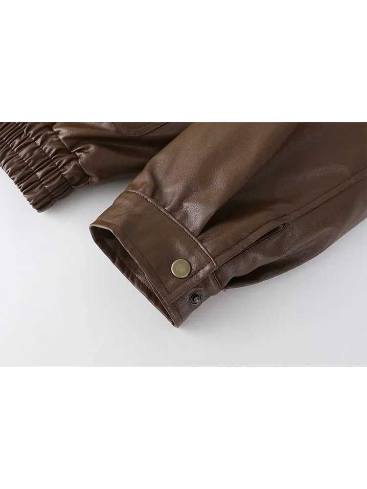 Winter Womens Fur Leather Coats Long Sleeved Loose Warm Lamb Wool Vintage Thickened Locomotive Lapel Female PU Motorcycle CoatX241018