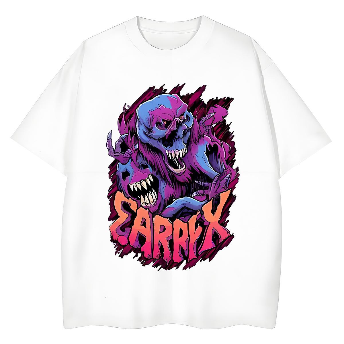 Factory Direct T Shirt For Woman 100% Cotton 230g Breathable Crew Neck High Street Hip Hop skull Couples T Shirts Female Custom Print Plus Size Clothi