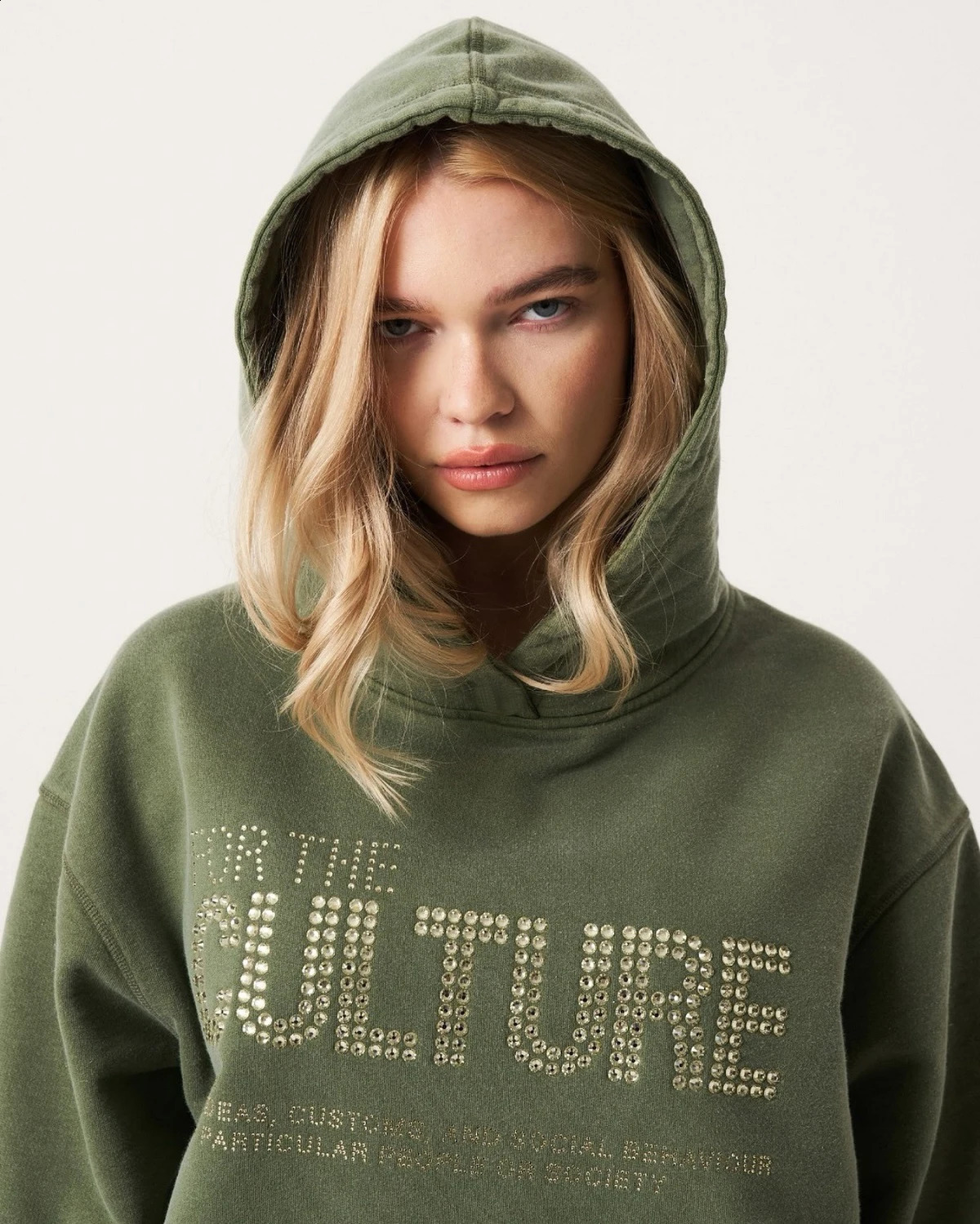 Y2K Rhinestone letter Fashion Green Winter pullover Hoodies Women Gothic Oversized Sweatshirts Female Retro Harajuku Hooded 241017