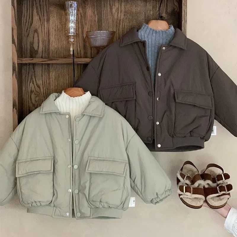 Childrens Coat Winter New Large Pocket Collar Cotton Lined Jacket Suitable for Boys and Girls M241018