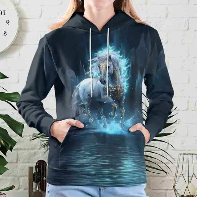 Hoodie for Mens Womens Horse Hoodies For Women 3D Print Design Pullover Horseback Riding Rodeo Hooded Sweatshirt Mens Animal Hoodie Graphic Fashionabl
