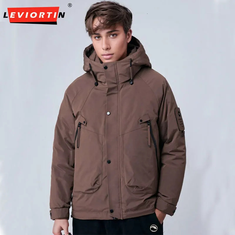 Fall Winter Men Cargo Duck Down Jacket Outdoor Functional Windproof Cold Resistant Hooded Man Worewear Thicken Warm Coat 241018