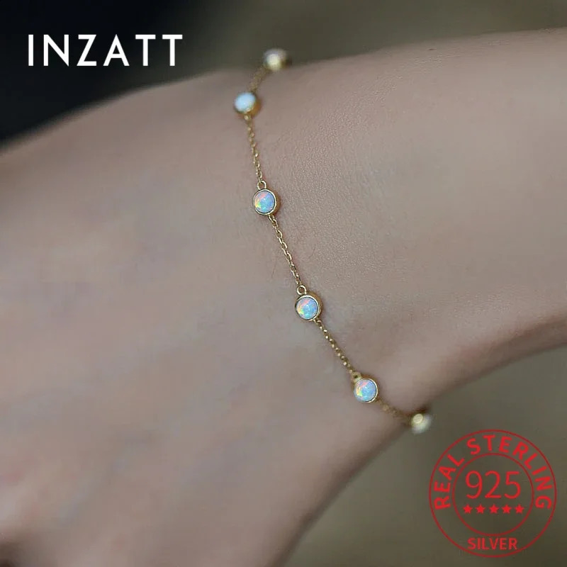 INZATT Real 925 sterling silver protein stone bead 18K gold chain bracelet used for fashionable womens parties fashionable 241018