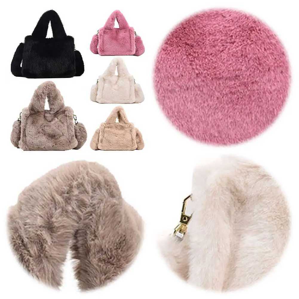 Ladies Faux Fur Shoulder Bag Magnetic Closure Handbag Solid Mini Tote Satchel Purse for Travel Party 241018