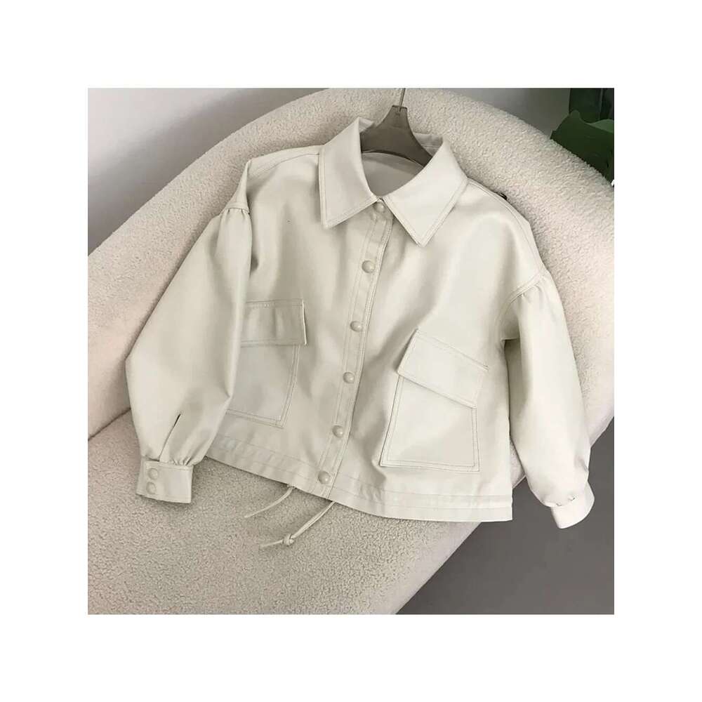 2024 Spring Faux Leather Jacket Women Streetwear Autumn Long Sleeve Short Coats Loose Warm Moto Biker Outwear American Style