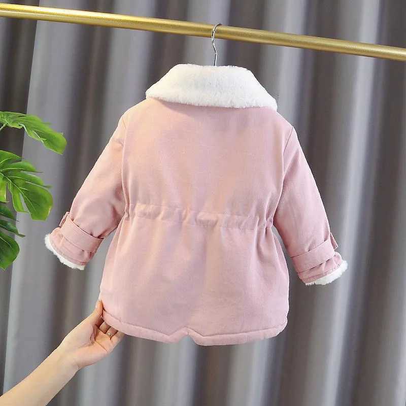 Winter Girls Jacket Fashion Collar Childrens Jacket Windproof and Warm Preschool Clothing Birthday Gift M241018