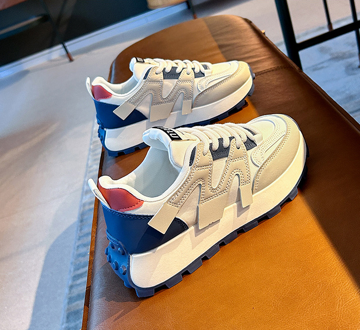 Women Fashion Sports Korean Version Designer Thick Sole Chunky Sneakers Plus Size Comfort Running Shoes Triple Black Blue Red Free shipping 35-40