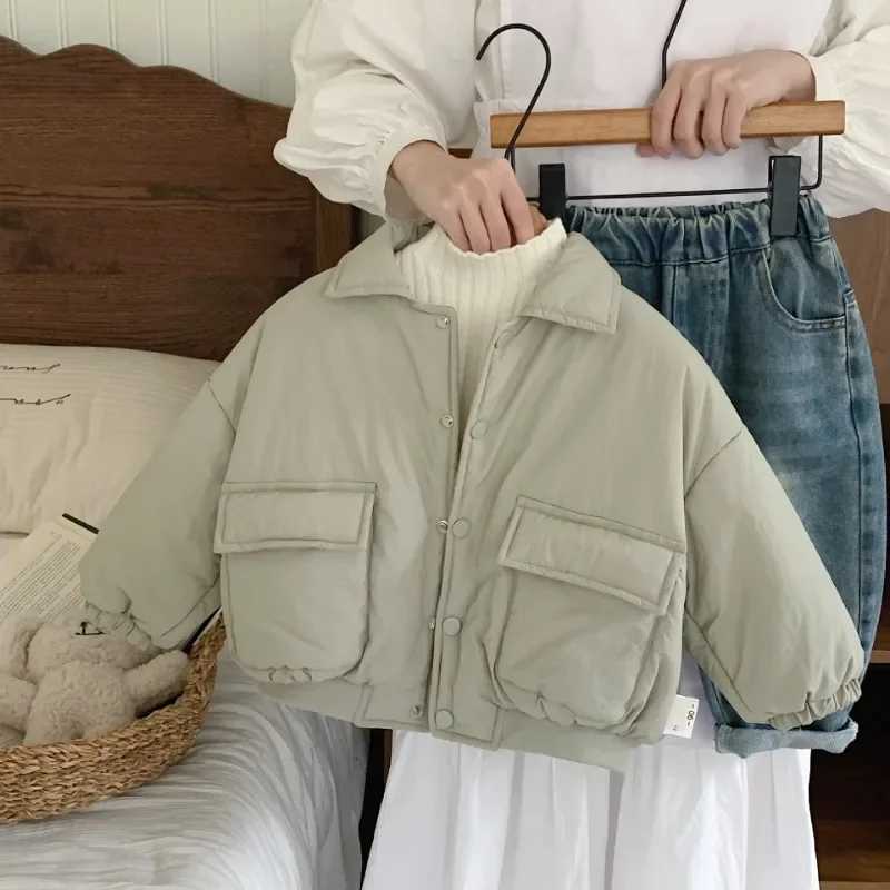 Childrens Coat Winter New Large Pocket Collar Cotton Lined Jacket Suitable for Boys and Girls M241018