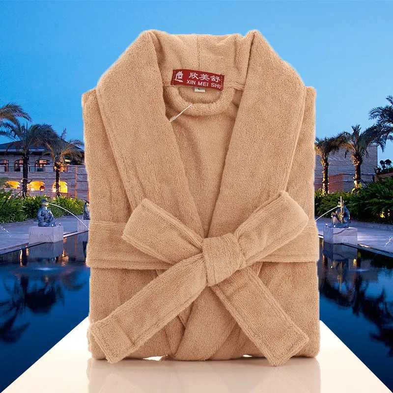 Mens Terry Fleece Bathrobe 100% Cotton Towel Long Thick Robe Blue and White Bridesmaid Robe Spring AutumnXJ241018