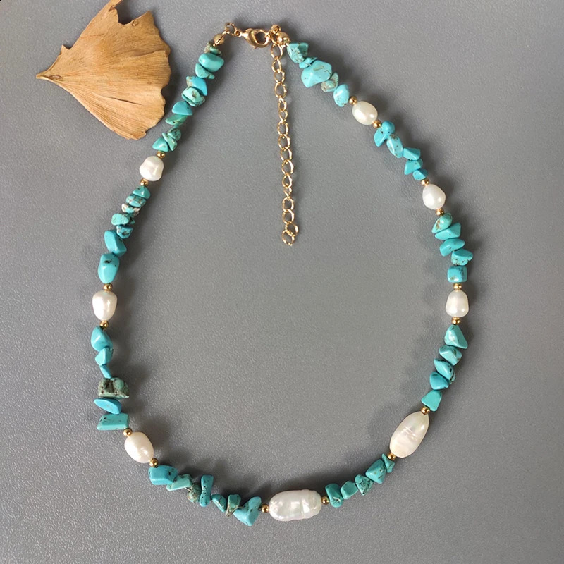 Natural Stone Short Necklace Creative n Irregular Gravel Freshwater Pearl Mixed Jewelry Womens Fashion Party Necklace 241018