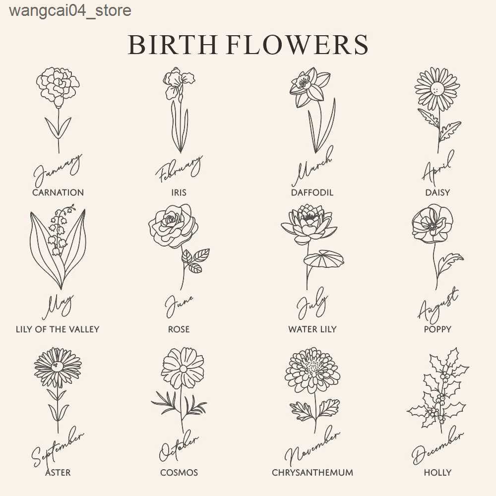 Chokers 2024 New Carving Birth Flower Necklace Personalized Flower Jewelry Womens Customized Birth Stone Necklace Bridal Maid Gift L240910