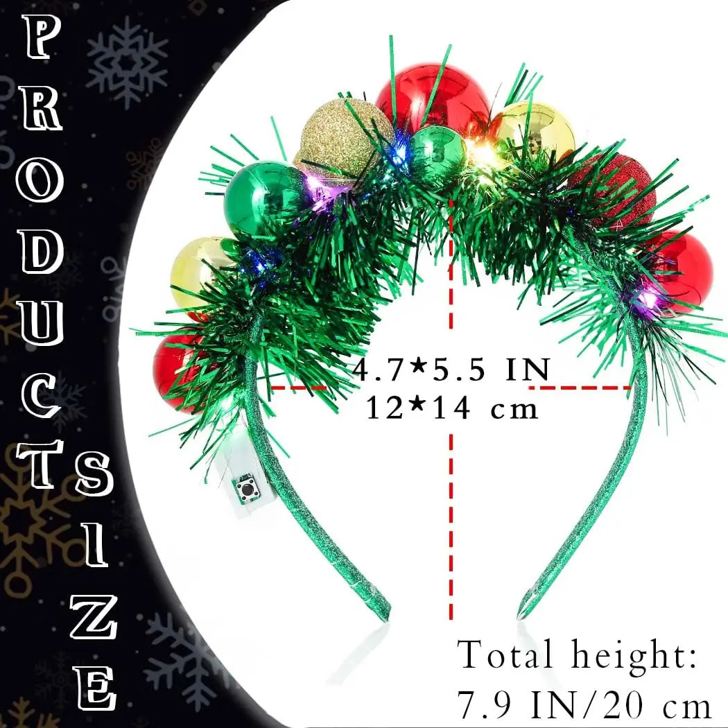 Lighting up Christmas ball headband LED Christmas headband Christmas glitter hair party hair accessories 241018