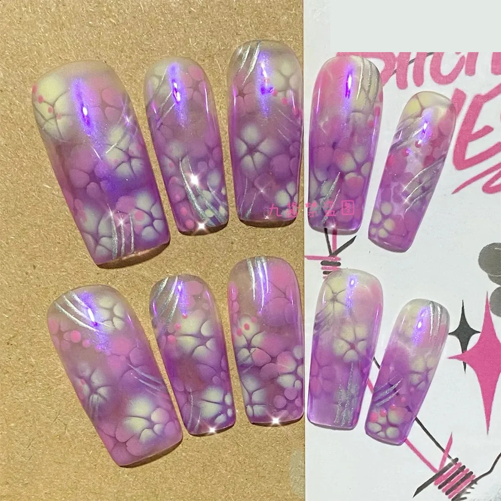 Fashion Euro-american Style false Nails Creative Gradient Spice Girl Y2K Five-pointed Star Artifical Full Cover Nail Tips 241017