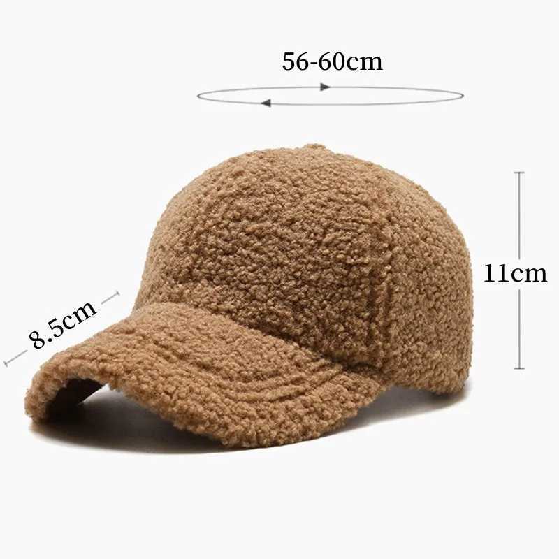 Fashion Winter Men Women Baseball Cap Artificial Lamb Wool Hats Version Tide Warm Cap Plush Baseball Caps Autumn Baseball CapX241018