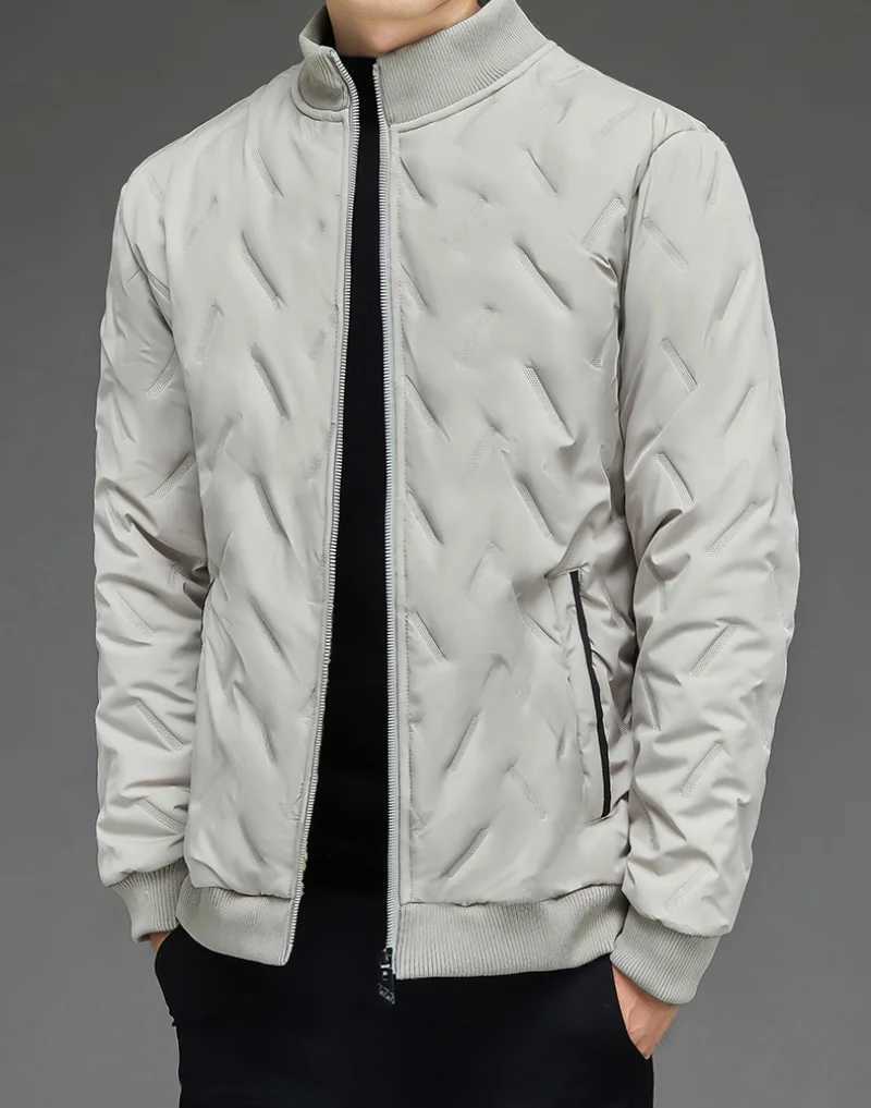 Mens Cotton Jacket 2024 Winter New Solid Color Thickening Short Slim Fit Business Stand Collar Coat Mens Trend Down Jackets LX241018