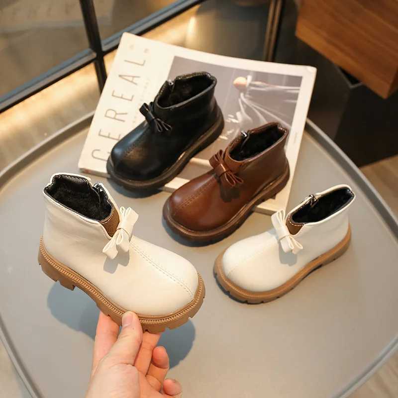 Boots Winter Childrens Fashion Boots Warm Plush Boots Childrens Girls Casual Cotton Shoes Princess Edition Dress Shoe Rack H08064 H241018