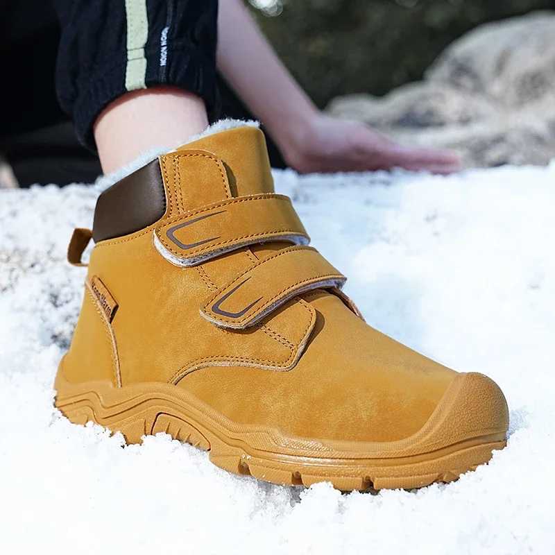 Boots Winter snow boots childrens high top warm plush boots childrens outdoor suede fashion trend girls and boys shoes hiking sports shoes 30-38 H2410