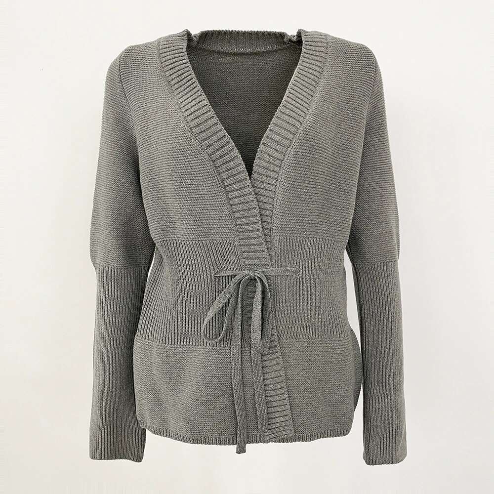 2024 New Fashion Casual Spring Autumn Jacket Women Warm Elegant Knitwear Coat Female Office Lady Knit Belt Sweater