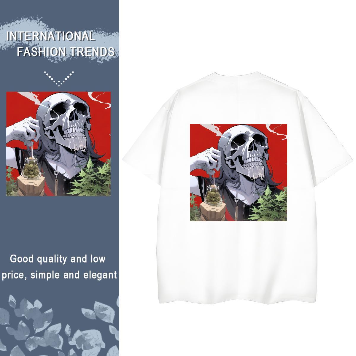 Designer T Shirt For Woman 100% Cotton 230g Breathable Short Sleeve Hip Hop skull Unisex Tshirts Nice Cartoon Printing L-4XL Polos