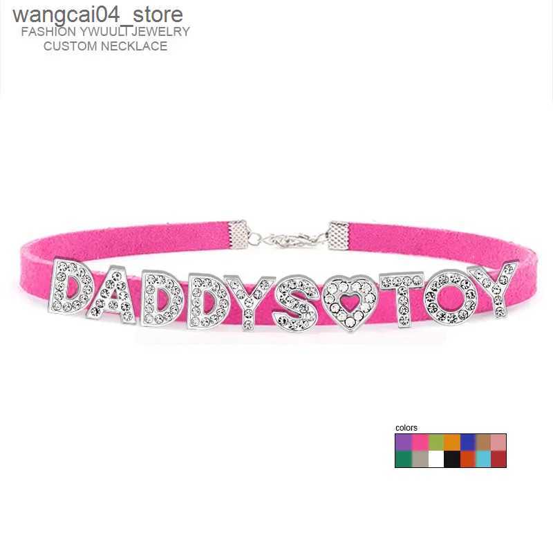 Chokers Fashion rhinestone letters DADDYS toy necklace Korean womens leather necklace custom sexy necklace jewelry L240910