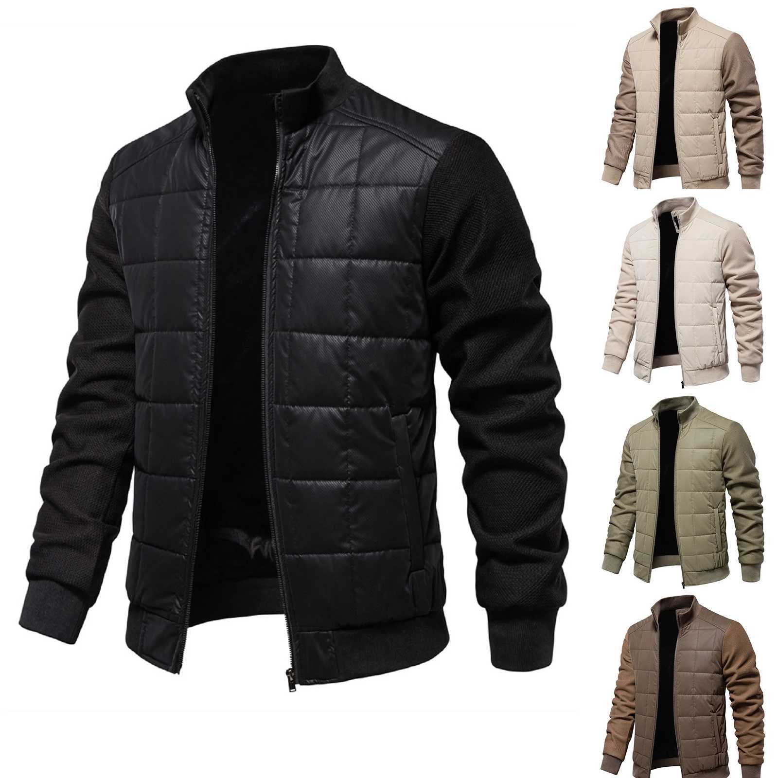 Thick Warm Winter Coat Mens Long Sleeved Outdoor Jackets Color Matching Loose Warm Jacket Stand-Collar Casual Overcoat LX241018
