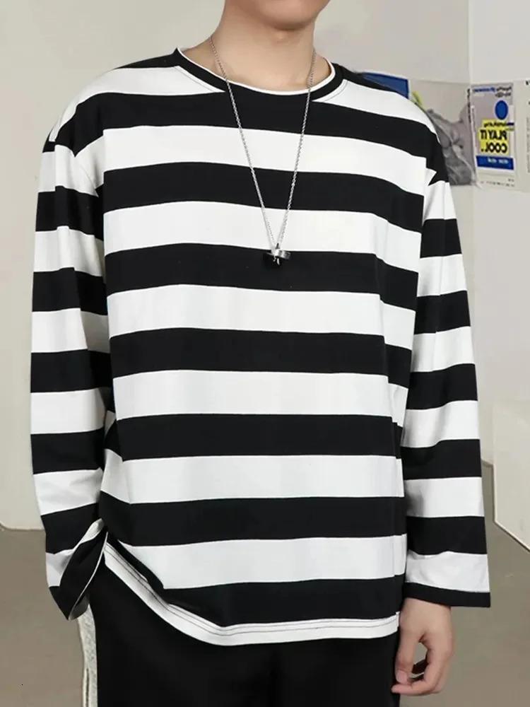 Striped Shirt Streetwear Harajuku Couple Tops Female Long Sleeve Gothic Shirts Spring Woman Tshirt Vintage Blouse 241018