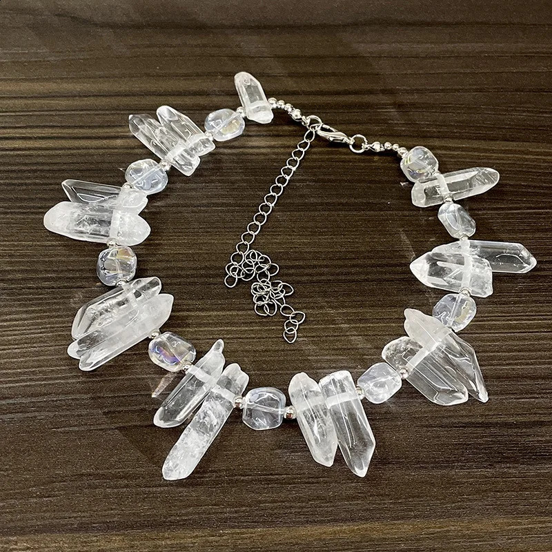 Irregular Icicle Natural Stone Crystal Pendant Necklace Special Interest n Exposed Necklace Wholesale 241018