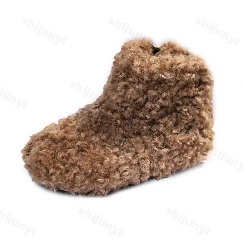Boots 2024 Winter Childrens Snow Boots Composite Wool Warm Ramsworth Plush Baby Shoes Exquisite Gift Fashion Childrens Casual Shoes H241018