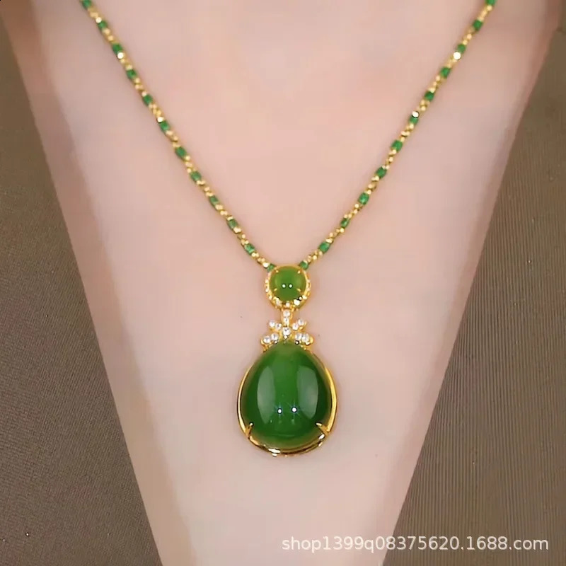 natural agate stone jade bead pendant necklace charm jewelry carving amulet mens accessories wholesale 241017