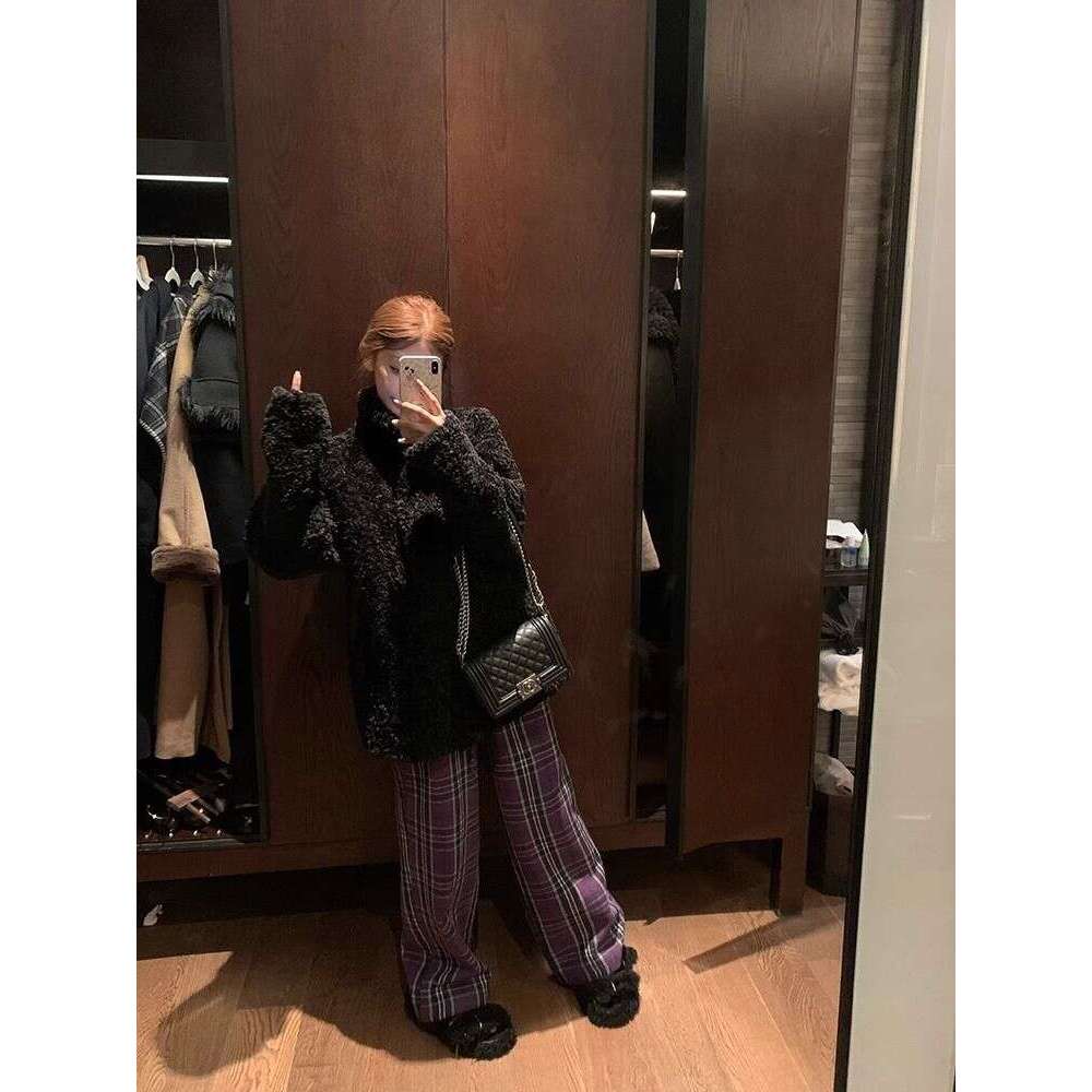 Vintage Lambswool Thicked Warm Coat Women 2024 Autumn Winter New Loose Jackets Y2k Grunge Long Sleeve Mid-Length Tops Mujer
