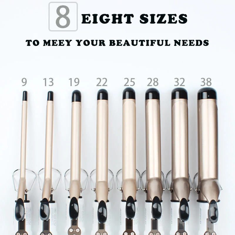 Temperature Setting Electric Hair Curler Long Curling Tong Wand 9-38mm Professional Hair Curling Iron LCD Screen 241008