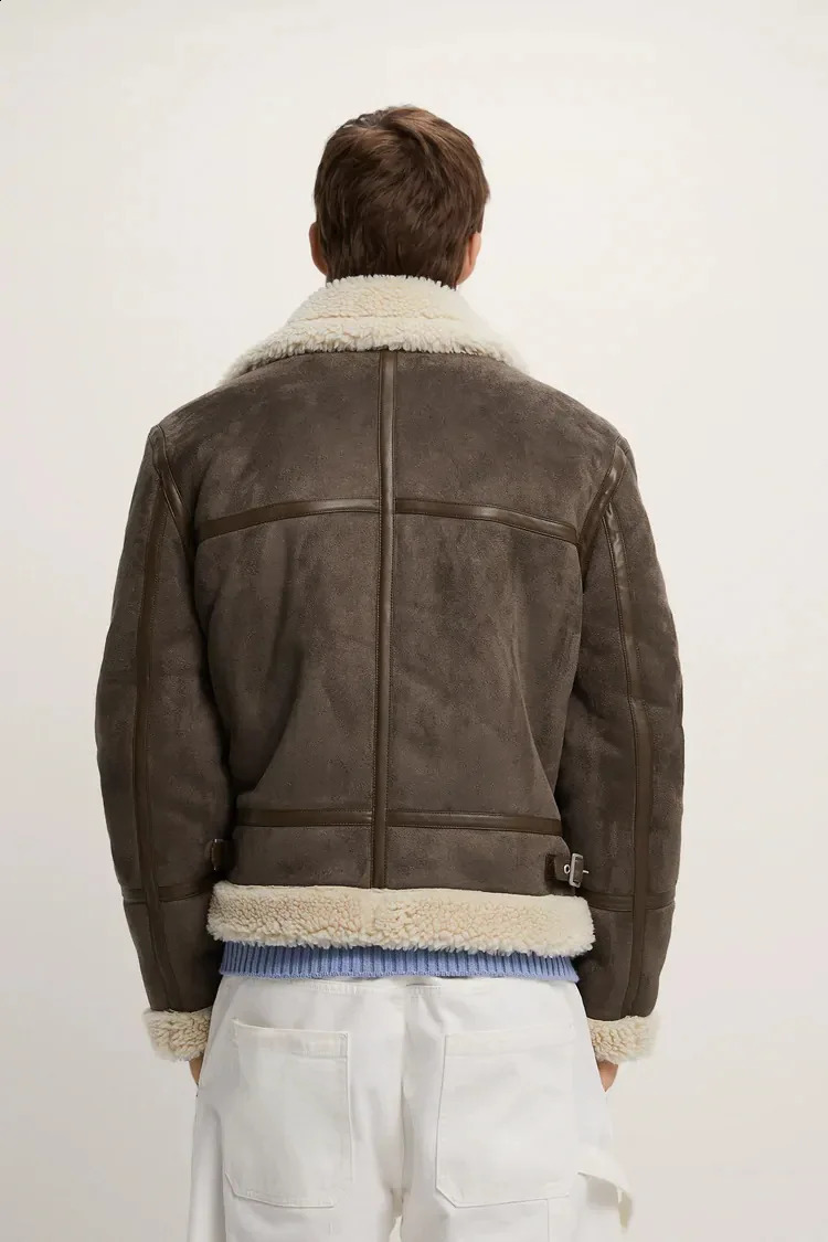 Winter fashion trend windproof warm mens collar suede jacket 241007