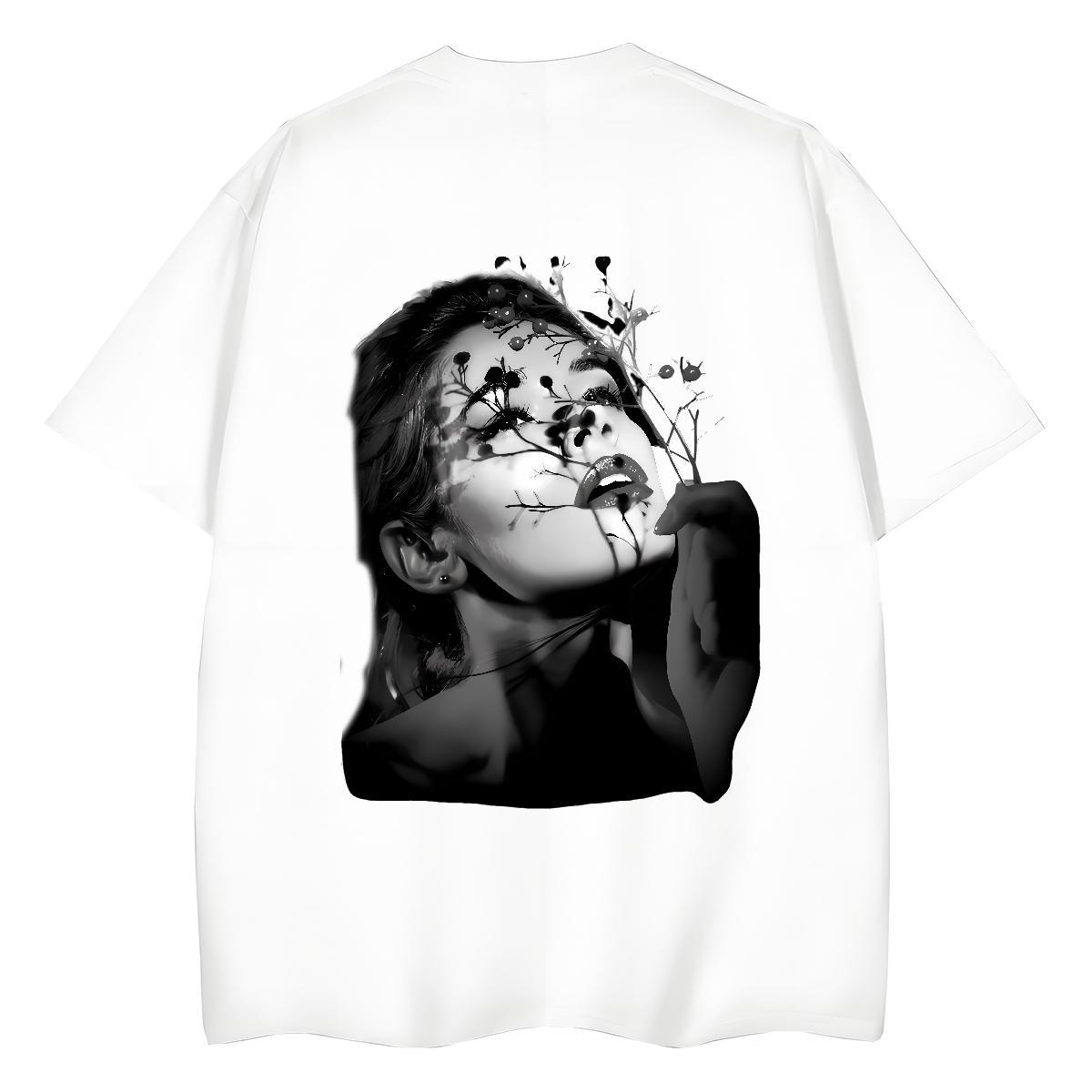 Factory Direct T shirt 230g Pure Cotton Breathable Soft Hip Hop women Woman Tshirt 5A Floral Print Top Tees