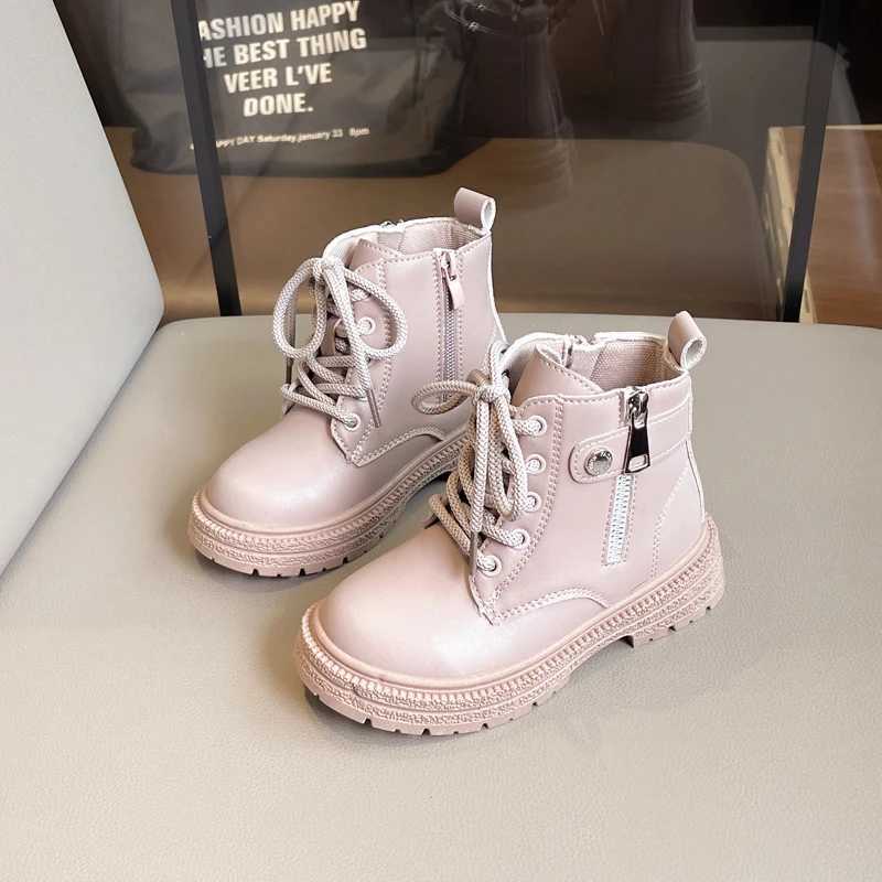 Boots Girls Ankle Boot Spring Autumn Breathable Childrens Fashion Boots Kids Black Shorts Leather Boots Side Zipper 2024 New H241018